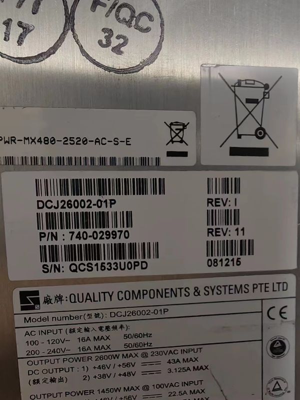 2520W Juniper Mx480 Power Supply PWR-MX480-2520-AC-S